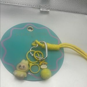 Yellow flocked monster Keychain Set